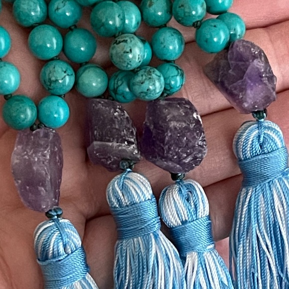 Rare African turquoise and Amethyst Mala beads - Picture 5 of 5